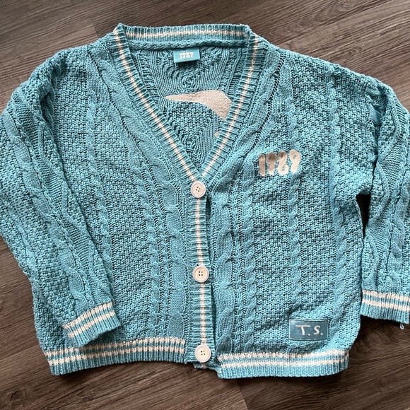 Taylor Swift Sweaters - Taylor Swift Blue Cable Knit Cardigan Sweater